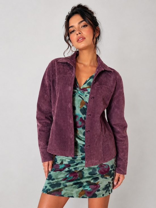A.M.I. Jackets & Blazers - A.M.I. Y2K 90s Plum Suede Leather Jacket Small